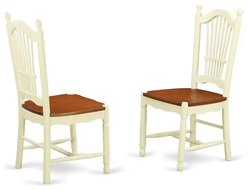 East West Furniture Dover 11" Wood Dining Chairs in Cream/Cherry (Set of 2)