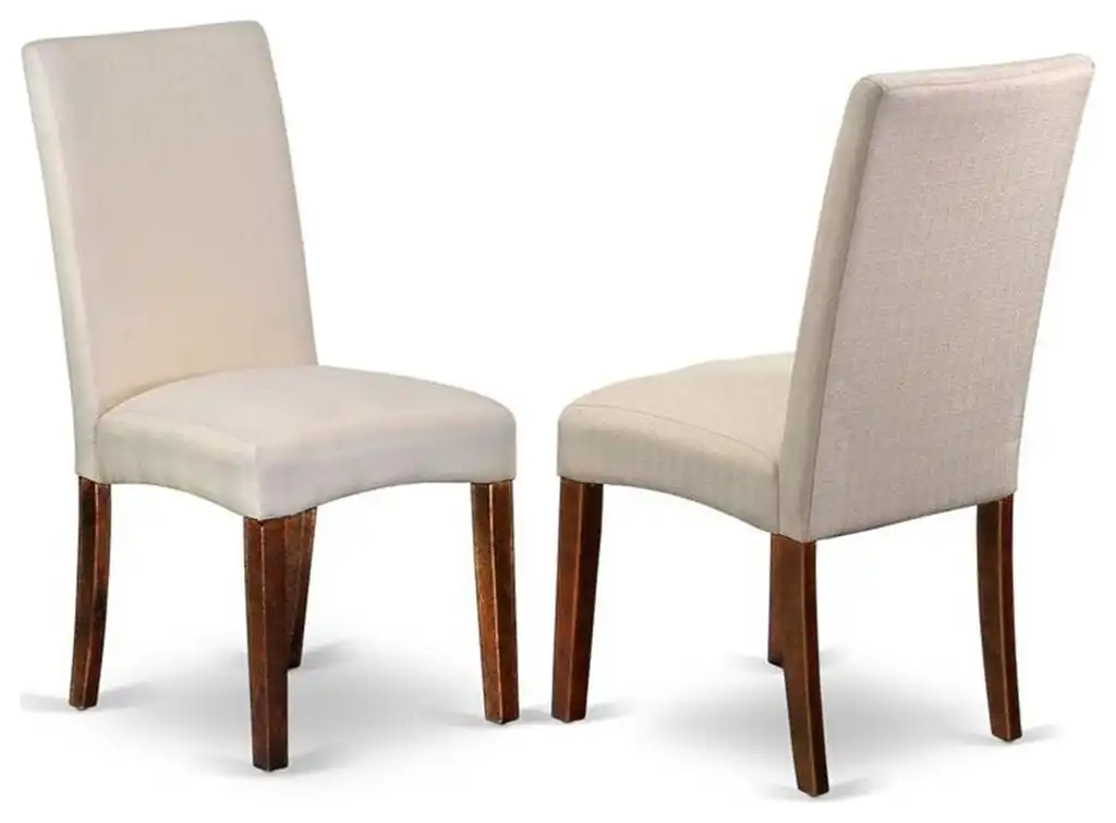 East West Furniture Driscol 39" Fabric Dining Chairs in Cream (Set of 2)