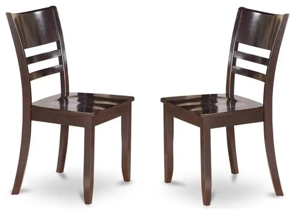 East West Furniture Lynfield 11" Wood Dining Chairs in Cappuccino (Set of 2)