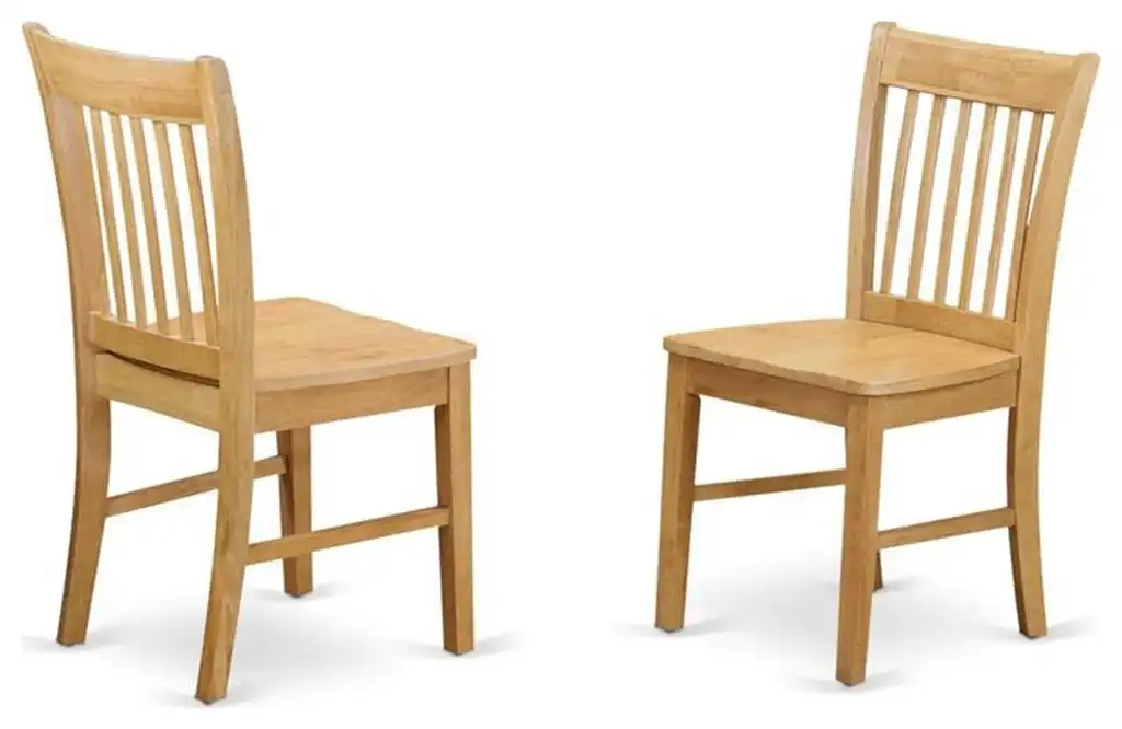 East West Furniture Norfol 11" Wood Dining Chairs in Oak (Set of 2)