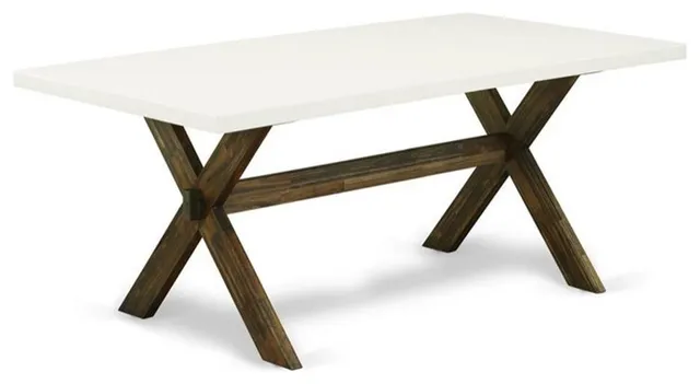 East West Furniture X-Style 40x72" Wood Dining Table in White/Espresso