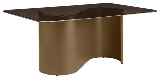 Edson 72" Rectangular Glass Top Dining Table Bronze