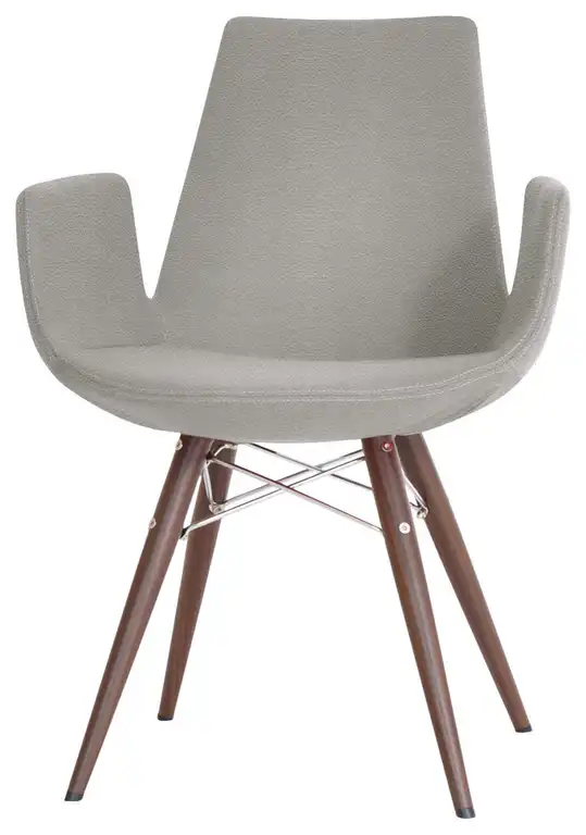 Eiffel Arm Mw Dining Chair, Black Powder Steel Base, Light Gray Leatherette