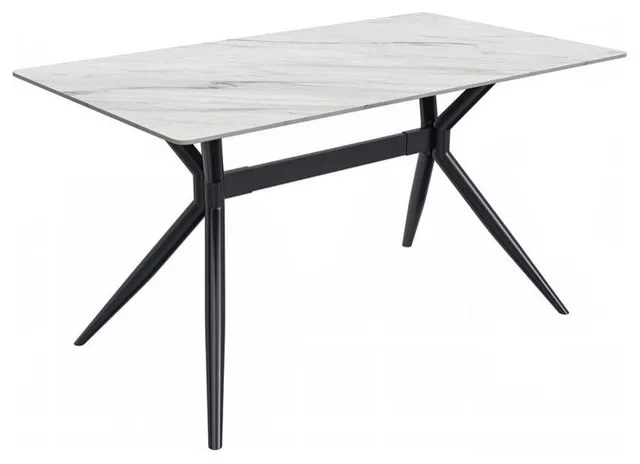 Elega Series Black Stainless Steel Dining Table 55 With White Sintered Stone Top