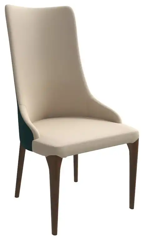 Elm Collection Modern Wooden Dining Chair In Green Velvet