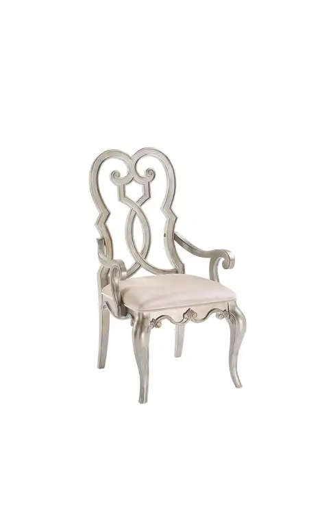 Esteban Arm Chair, Beige Fabric and Antique Champagne