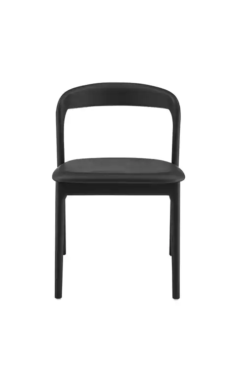 Estelle Side Chair With Black Leatherette Seat and Black Wood Frame Set of 1