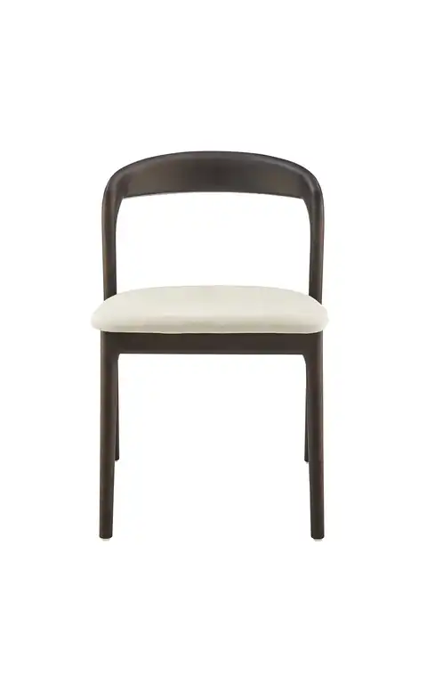 Estelle Side Chair With Natural Fabric Seat and Dark Walnut Frame Set of 1