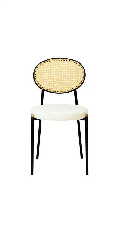 Euston Modern Dining Chair with Wicker Back & Velvet Seat for Home & Kitchen, Beige