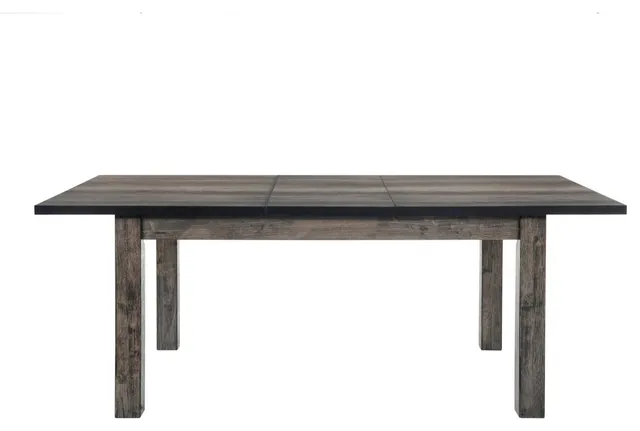 Extendable Rustic Dining Table in Gray Oak With Square Legs and Leaf