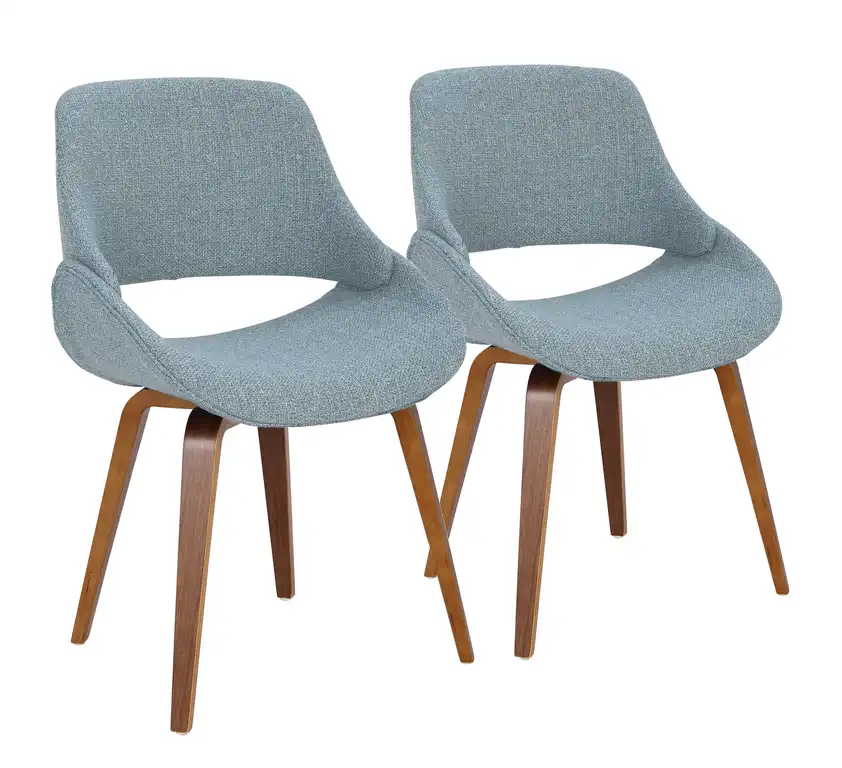Fabrico Chair, Set of 2, Walnut/Blue