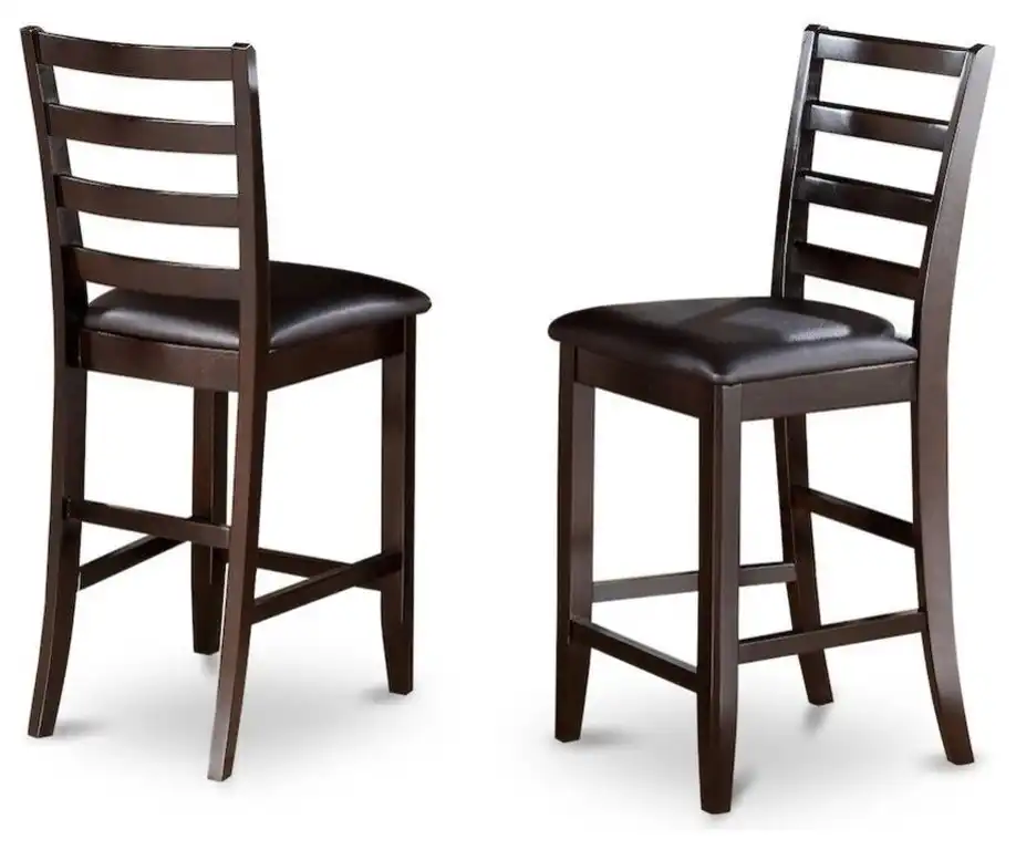 Fairwinds Faux Leather Upholstered Seat Stool With Lader Back, Set of 2