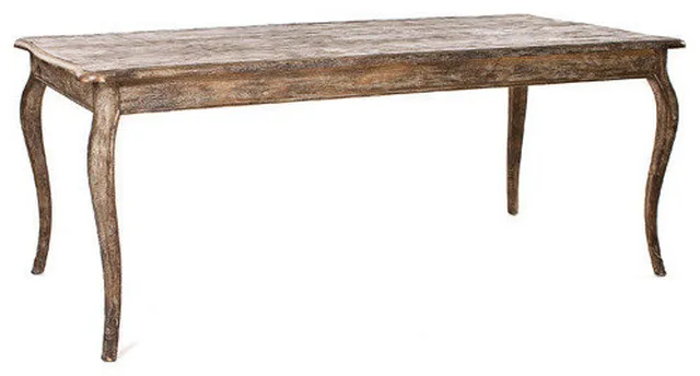Felicia French Country Traditional Natural Limed Charcoal Oak Dining Table