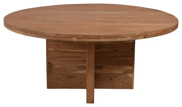 Fernious 70" Round Dining Table, Natural Finish on Mango Solid Wood