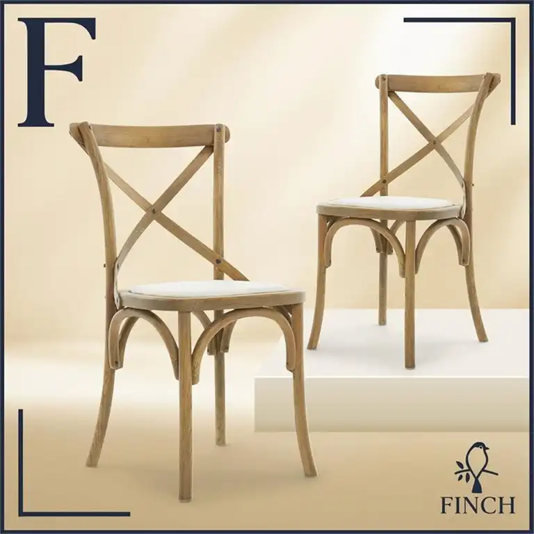 Finch Elmhurst Cross Dining Chair Set of 2 Cream
