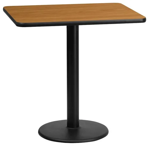 Flash 24'' x 30'' Rectangular Laminate Table Top/18'' Round Base, Natural