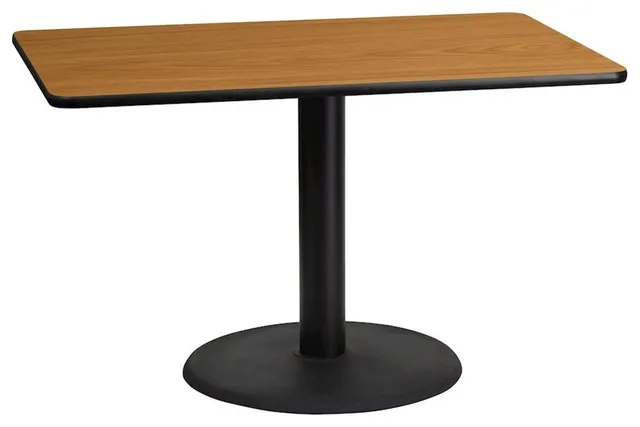 Flash 30'' x 48'' Rectangular Laminate Table Top/24'' Round Base, Natural