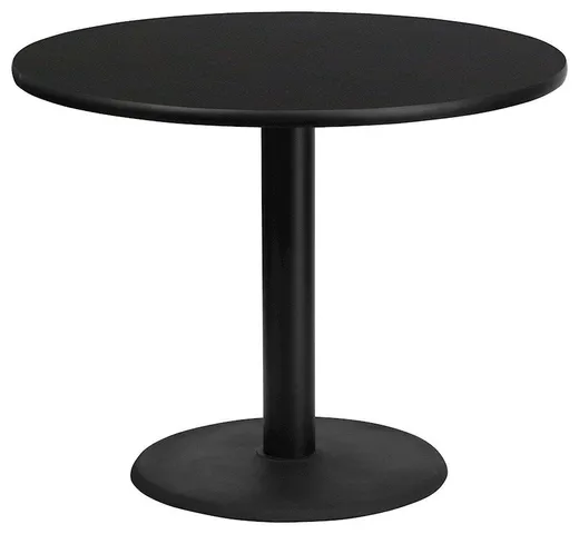 Flash 36'' Round Laminate Table Top/24'' Round Base, Black