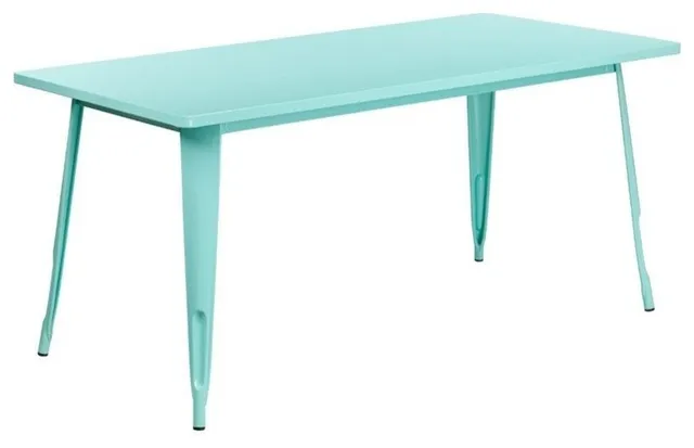 Flash Furniture 31.5" x 63" Metal Dining Table in Mint Green