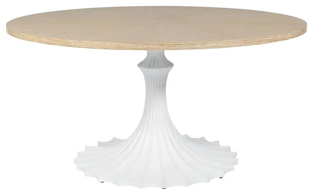 Flute Table 60" Cerused Oak Top With 34" White Base