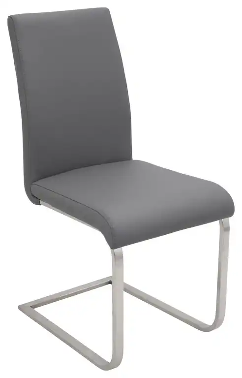 Foster Contemporary Dining Chair in Gray Faux Leather, Set of 2