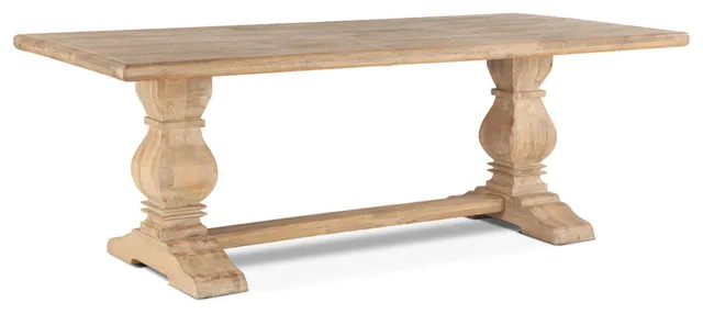 French Farmhouse Solid Wood Trestle Dining Table 72"