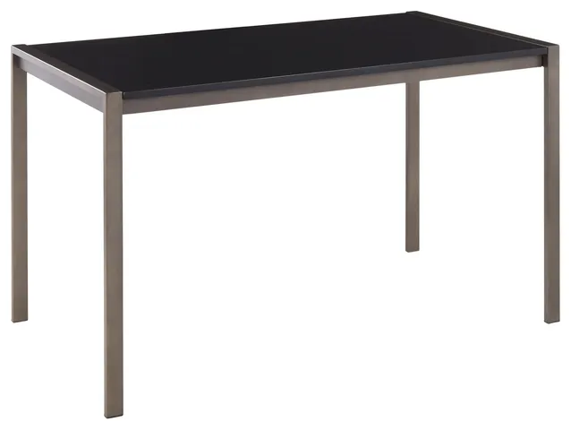 Fuji Industrial Dining Table, Antique Metal With Black Wood