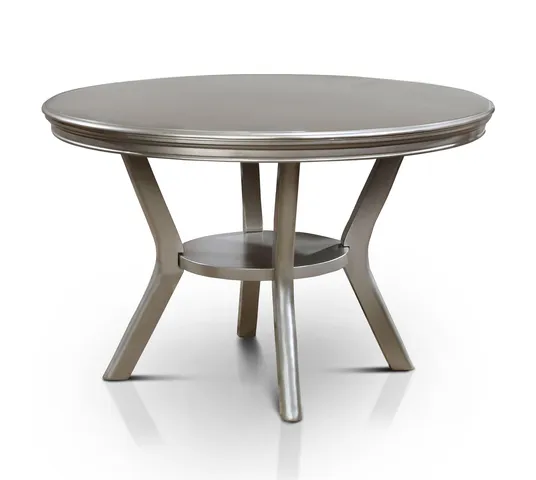 Furniture of America Bethlehem Wood Round 1-Shelf Dining Table in Gold Champagne