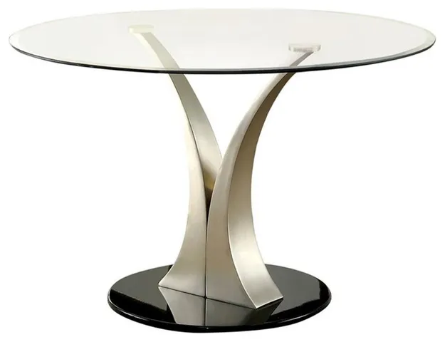 Furniture of America Lopez Contemporary Metal Oval Dining Table in Silver