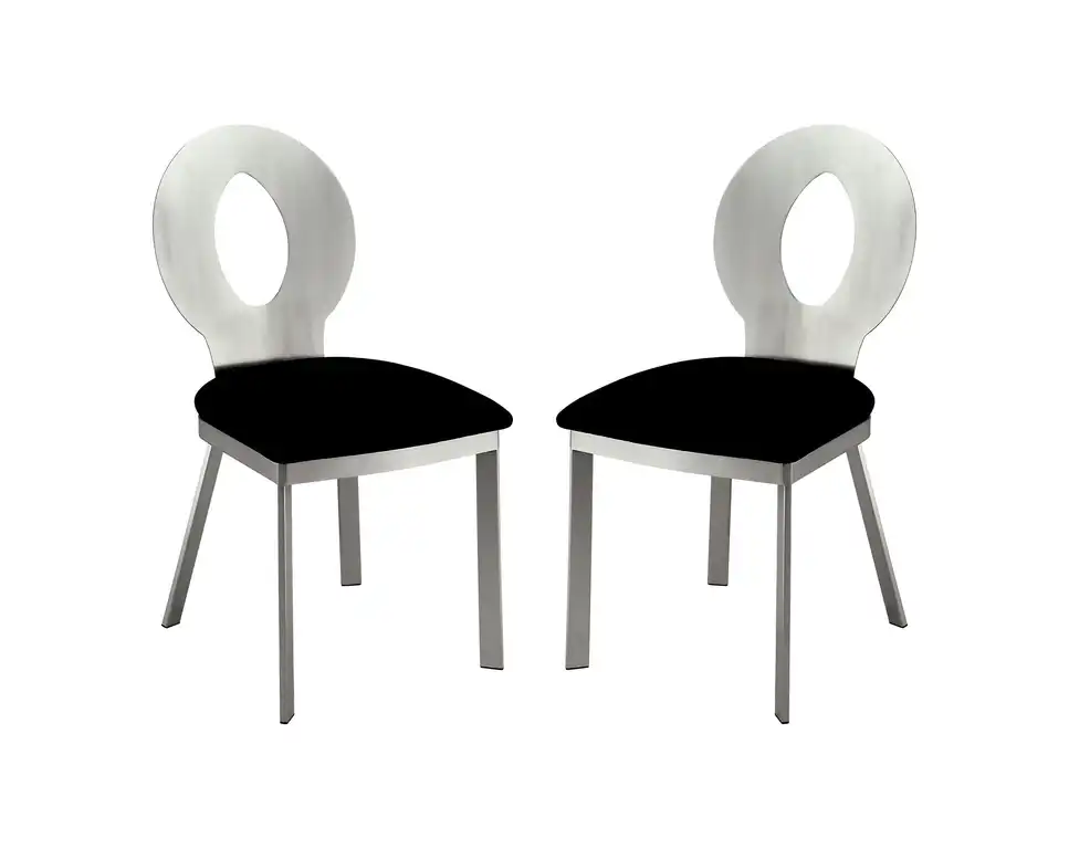 Furniture of America Lopez Stainless Steel Dining Chair in Silver (Set of 2)