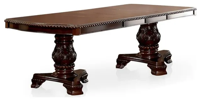 Furniture of America Ramsaran Wood Extendable Dining Table in Brown Cherry