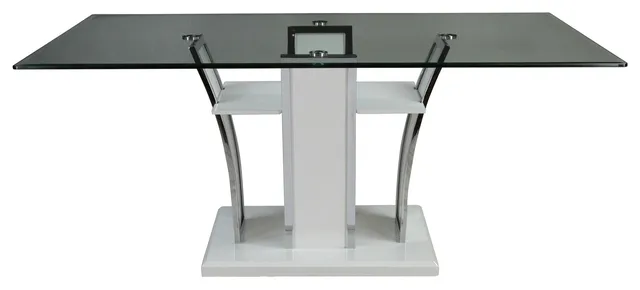 Furniture of America Valery Contemporary Glass Top Dining Table in White