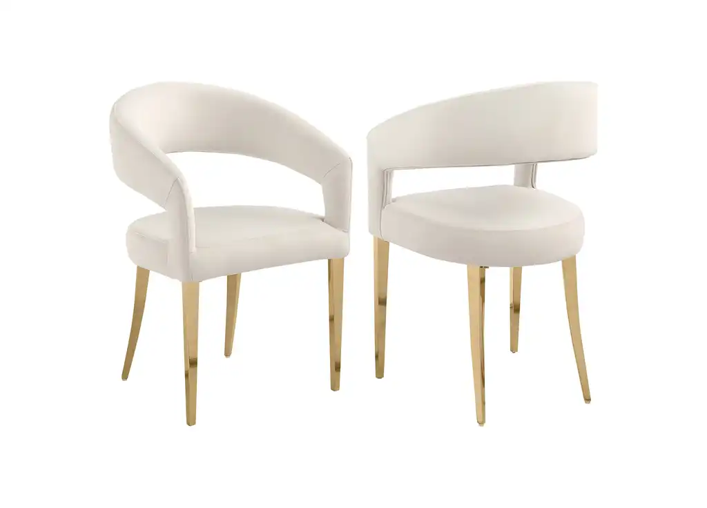 Galiano Velvet Upholstered Dining Arm Cream Beige, Set of 2