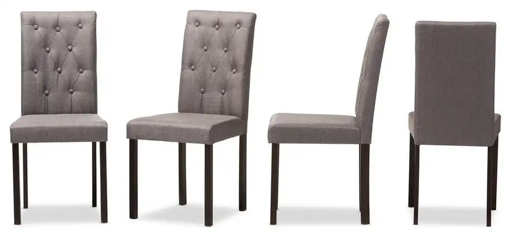 Gardner Dark Brown Finished Fabric Upholstered Dining Chair, Set of 4, Gray