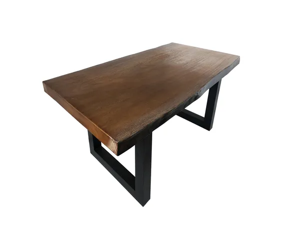GDF Studio Jessica Indoor Faux Live Edge Antique Teak Concrete Dining Table