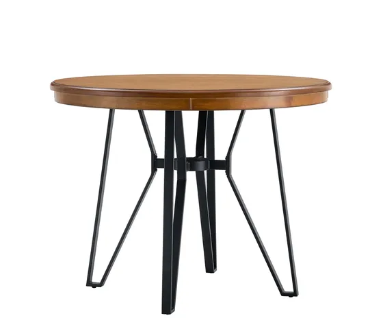 GDF Studio Mid-Century Modern Round Bar Table with Storage Shelf & Metal Legs, Light Ash