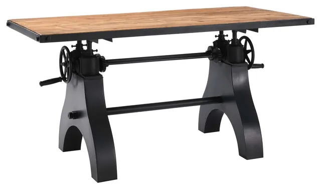 Genuine 60" Crank Adjustable Height Dining Table and Computer Desk - Black