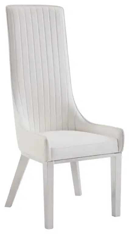 Gianna Ivory PU and Stainless Steel Dining Chair, Set of 2