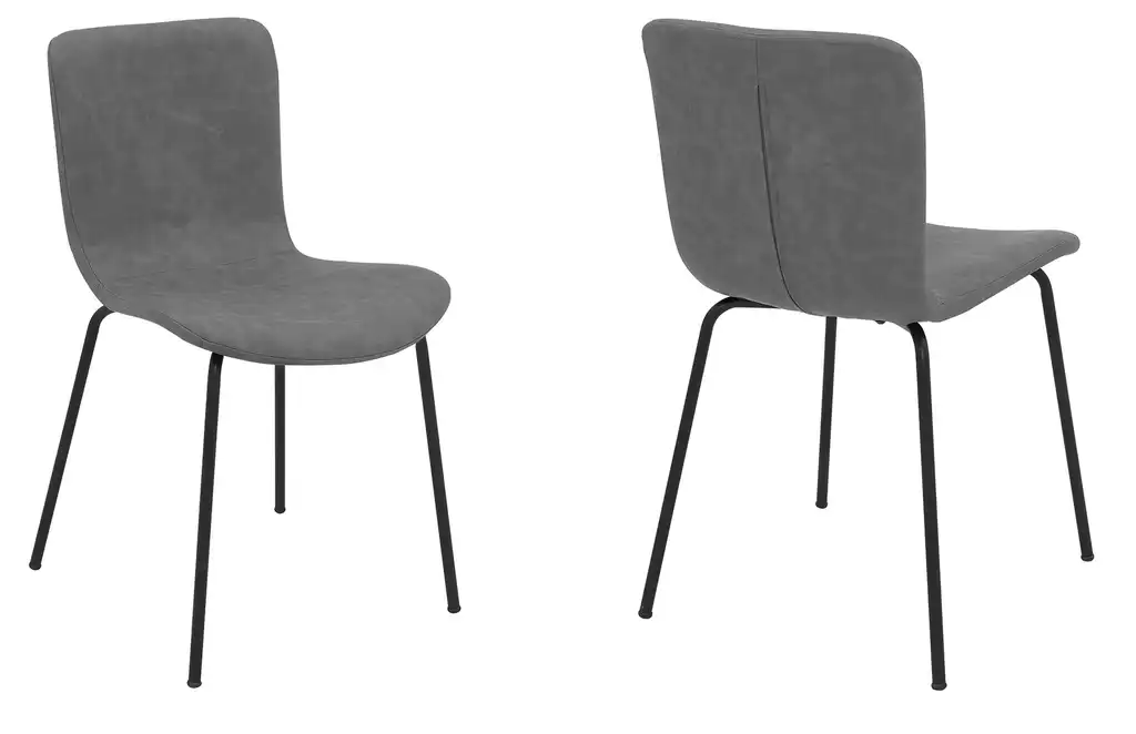 Gillian Dark Gray Faux Leather and Metal Dining Room Chairs, Set of 2