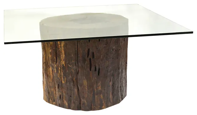 Glass Top Mussutaiba Trunk Dining Table