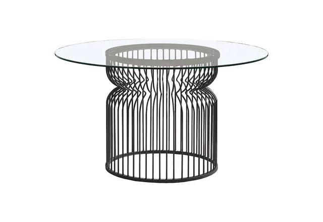 Granvia Round 54" Glass Top Metal Dining Table Gunmetal