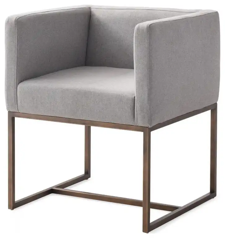 Gray Antique Velvet Brass Dining Chair