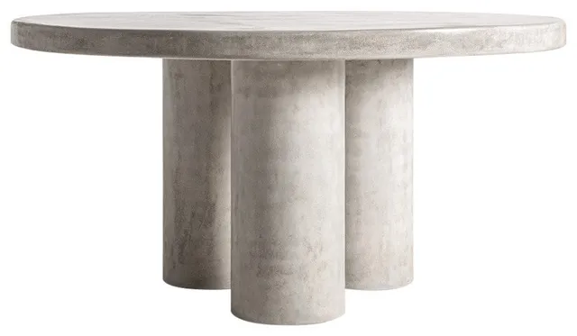 Gray Cement Round Dining Table, Vical Home Vytina