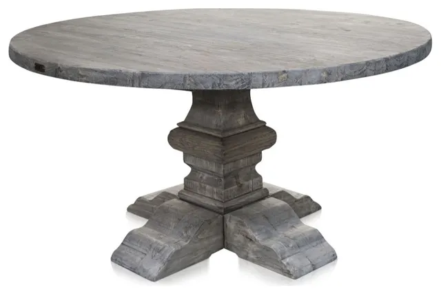 Gray Round Dining Table, Versmissen Column, Medium