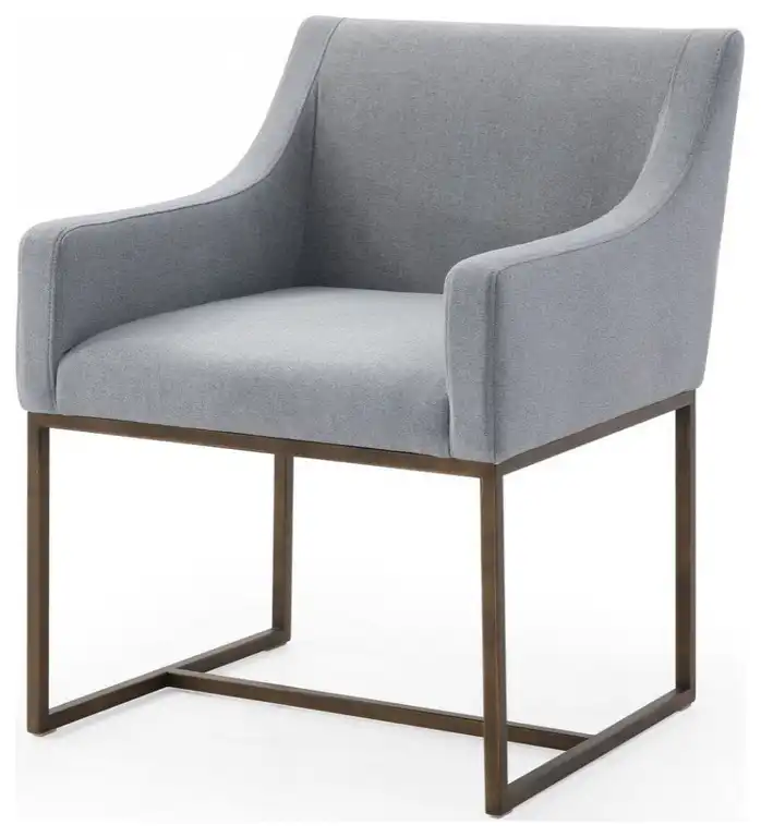 Gray Velvet Antique Brass Dining Chair