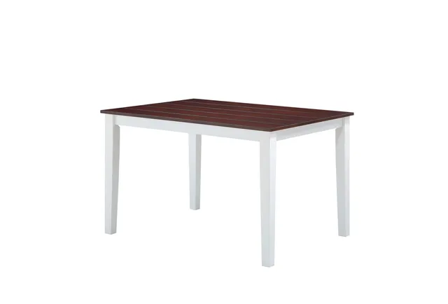 Green Leigh Dining Table, White and Walnut