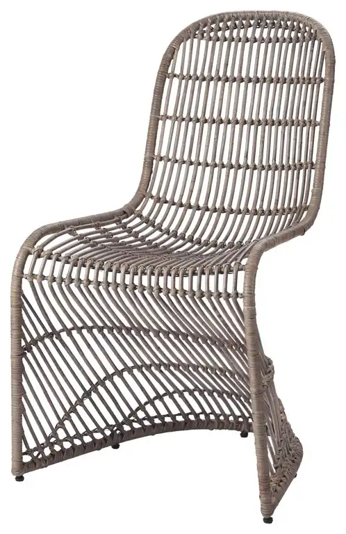 Groovy Rattan Dining Side Chair, Set of 2, Gray