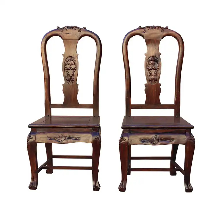 Handmade Chinese Old Shanghai Solid Redwood Rosewood Chair hwk2601, 2-Piece Set