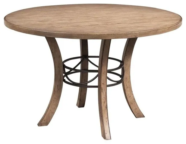 Hillsdale Charleston Round Wood Table w/Metal Ring, Desert Tan -4670DTBW