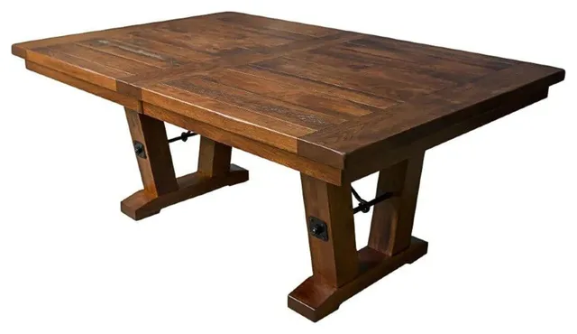 Holbrooke Extendable Rustic Cherry Dining Table, 54x66, 3 Middle Leaves